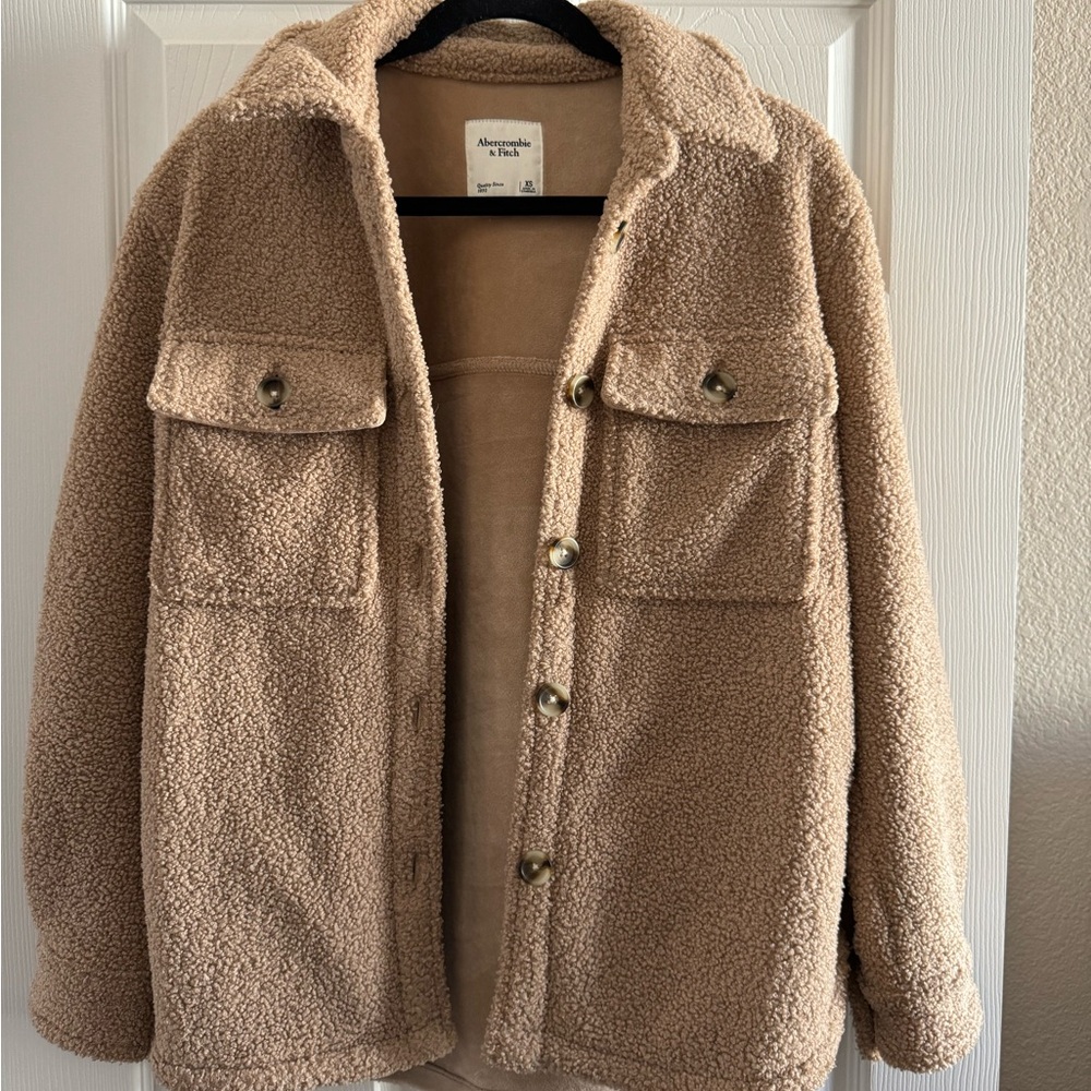 Abercrombie & Fitch Tan Sherpa Jacket
